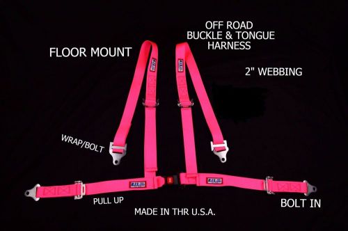 Rjs racing off road harness floor mount buggy belt 4 point hot pink sand rail