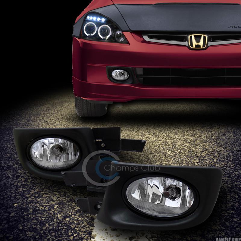Jdm chrome clear front bumper fog lights lamps+switch 03-05 honda accord 4d/4dr