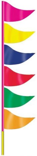 Ground pennants 6' fiberglass pole - plasticloth triangle flags for auto decor