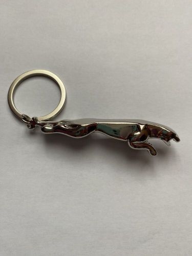 Jaguar cheetah leopard cat metal silver keyring keychain mini xmas gift sleek