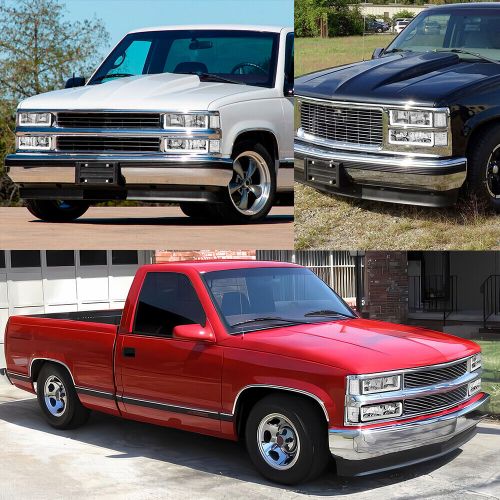 For 1994-1998 Silverado C10 C/K 1500 2500 Headlights DRL LED Bar+Bumper Lamp 2PC, US $139.99, image 5