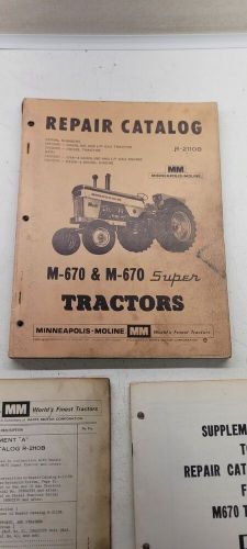 Oem Minneapolis Moline Repair Catalog M-670 Super S-2110B With Both Supplements, US $55.00, image 5