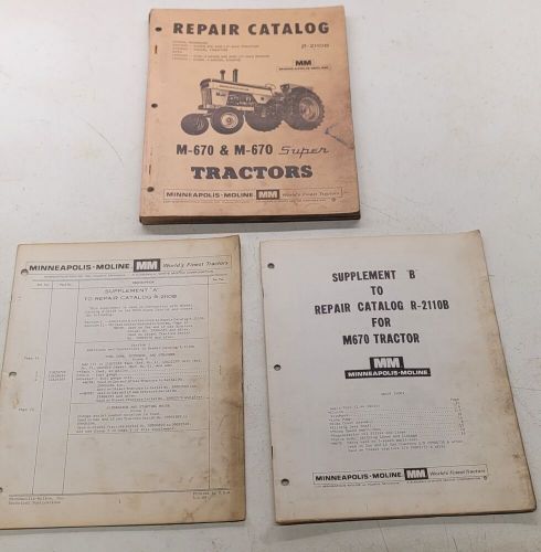 Oem Minneapolis Moline Repair Catalog M-670 Super S-2110B With Both Supplements, US $55.00, image 6