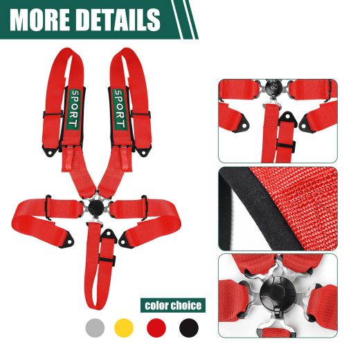 1PCS 5 Point Racing Harness Camlock Quick Release Safety Seat Belt Red ATV UTV, US $59.99, image 8