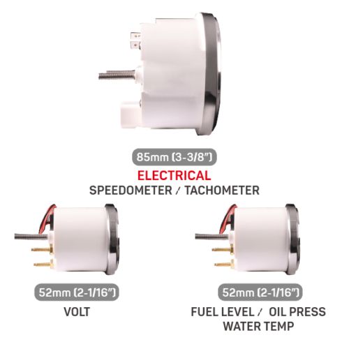RACETECH Vintage Electrical GPS 6 Gauge Set Black Dial 4 Color 0-90 Ohm Classic, US $305.99, image 22