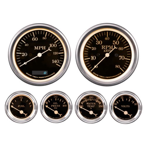 RACETECH Vintage Electrical GPS 6 Gauge Set Black Dial 4 Color 0-90 Ohm Classic, US $305.99, image 26
