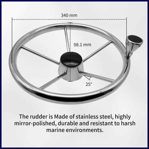 Alastin Stainless Steel 13 inch Steering Wheel with Knob for Marine Boat Yacht, US $111.69, image 9