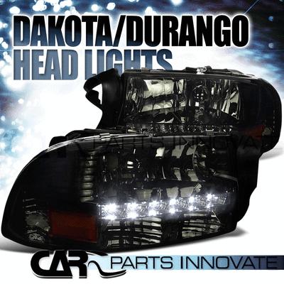 97-04 dodge dakota durango crystal smoke smd led daytime drl headlights