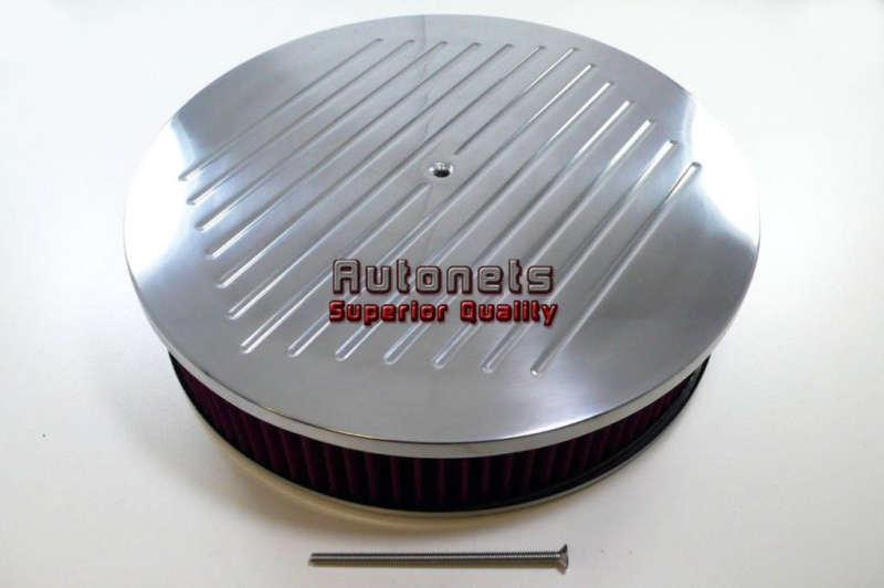 14" round polished ball milled aluminum air cleaner washable filter kit hot rod