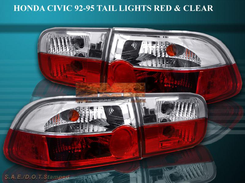 1992-1995 honda civic tail lights 2/4d r/c crystal 
