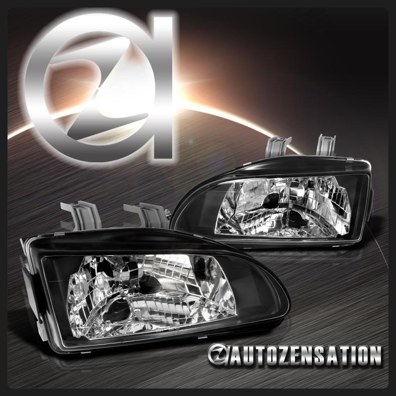 92-95 honda civic all models black jdm crystal headlights lh rh