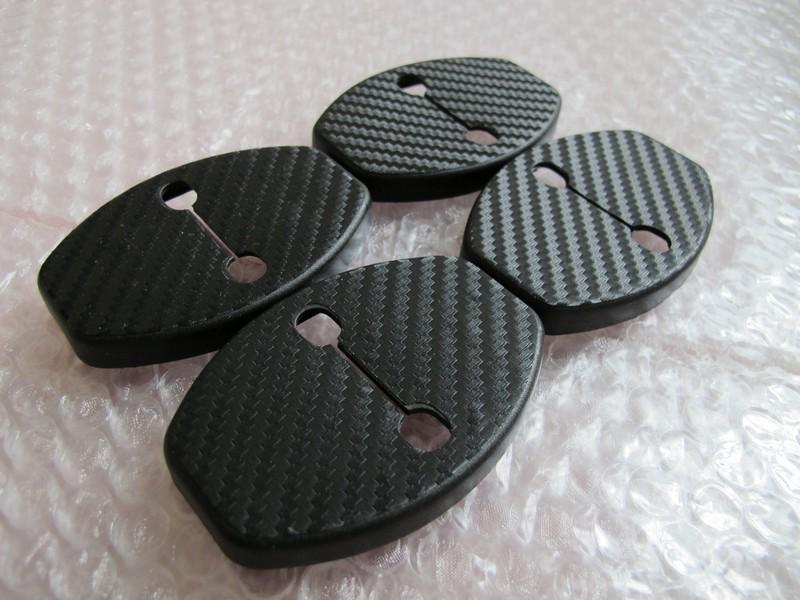 3d black carbon fiber door striker lock protective cover for porsche cayenne s