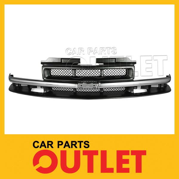 98-04 chevy s10 grille raw matte black frame chrome molding ls wo appearance pkg