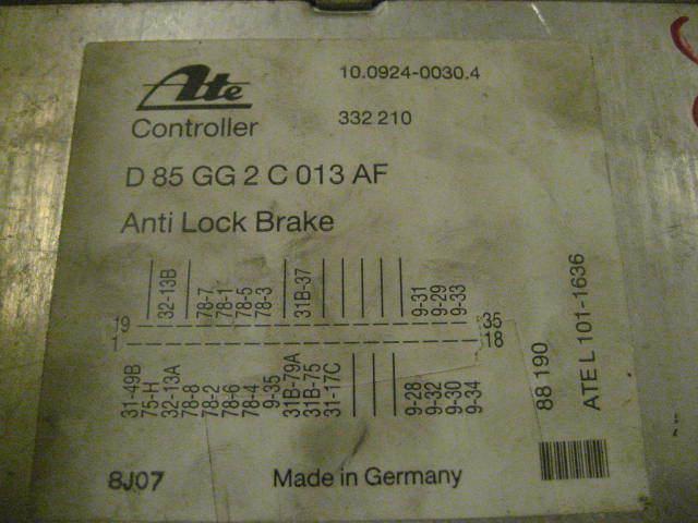 ABS COMPUTER Merkur 1987 87 1988 88 1989 89 D 85GG2C013AF 36724, US $59.99, image 2