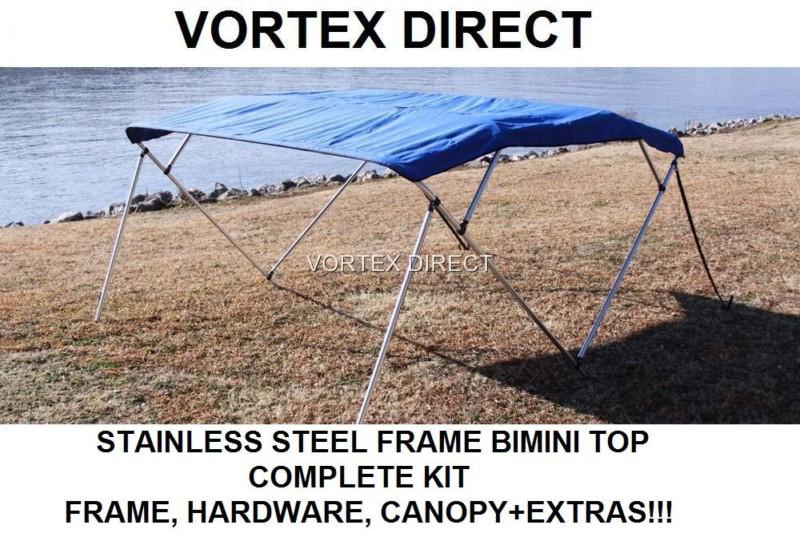 New blue vortex stainless steel frame bimini top 8 ft long, 97-103" wide