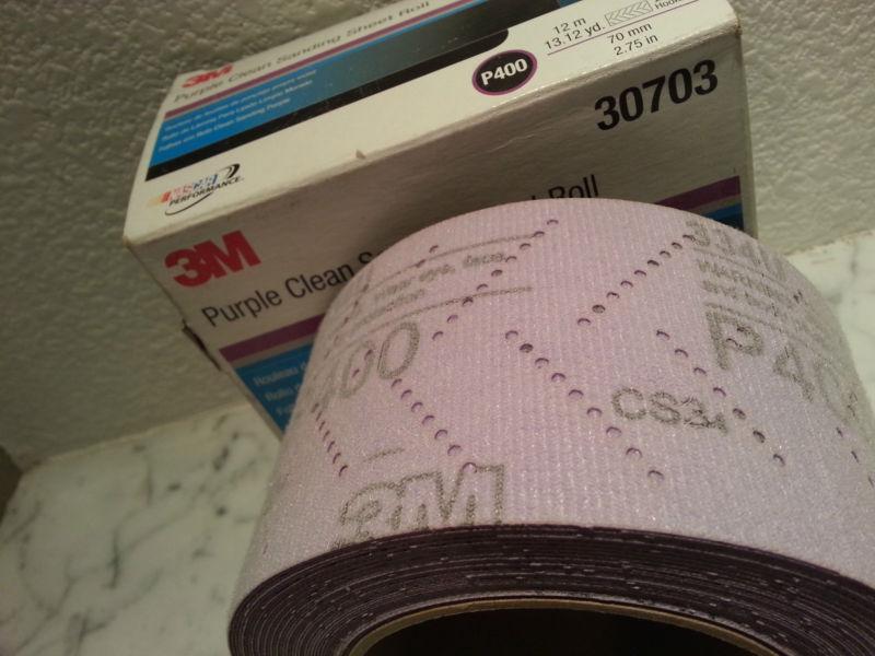 3M PURPLE CLEAN SANDING SHEET ROLL 400 GRIT FILE SAND PAPE #30703 HOOKIT P400, US $9.99, image 4