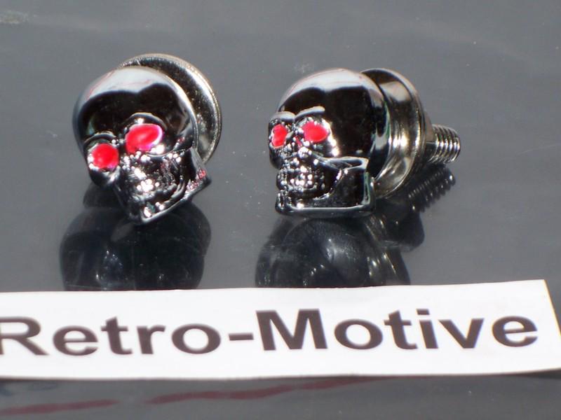 Chrome skull license plate bolts cal custom #206881 pair nip #178