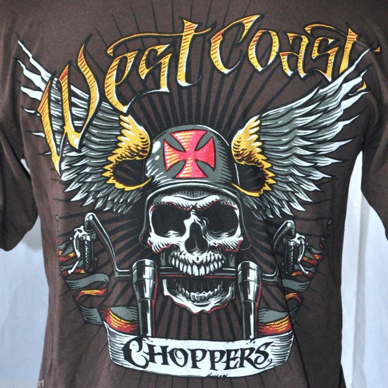West coast choppers motorcycle medium t-shirt winged skull iron cross ape hanger