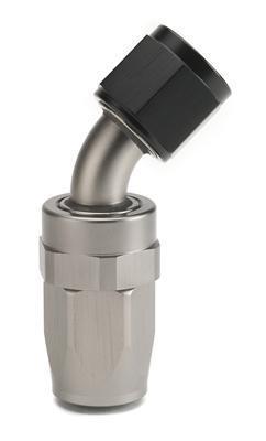 Mr. gasket push-on hose fitting -8 an swivel female threads 45 degree f458