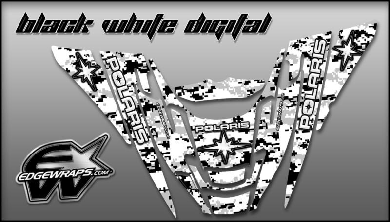 Polaris edge 02-10 rmk xc pro-x custom graphics -  black white digital camo