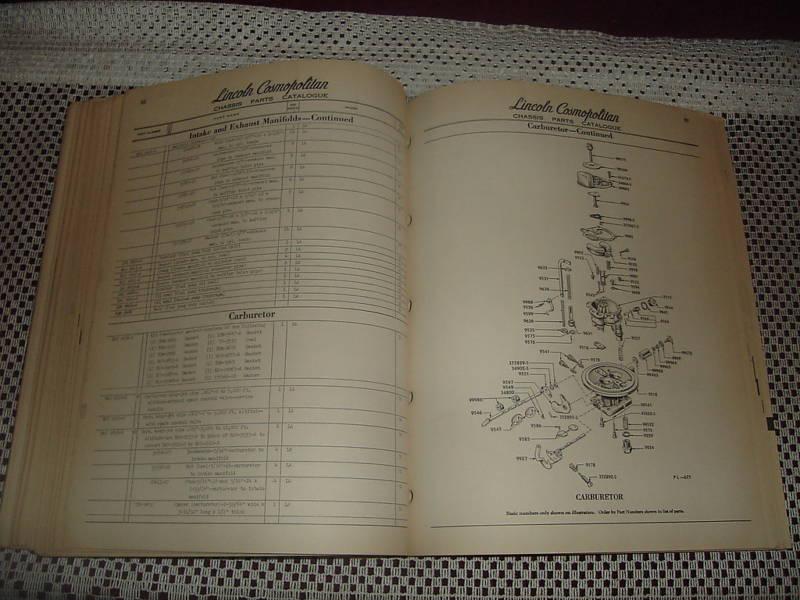Sell 1952 LINCOLN PARTS CATALOG ORIGINAL RARE BOOK COSMOPOL in Carl