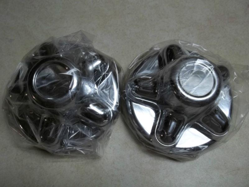 Sell (2) Chrome Trailer Wheel Hub Cap Covers 5 lug 5 x 4.5" pattern, cargo,camper in Springfield
