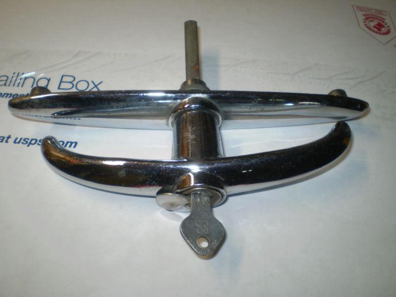 1949-50 chrysler plymouth mopar chrome locking trunk handel with key nos