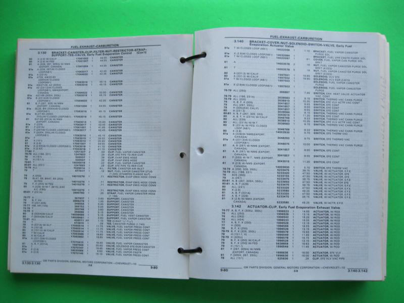 Sell 1976 1977 1978 1979 1980 1981 Chevrolet Parts Catalog in
