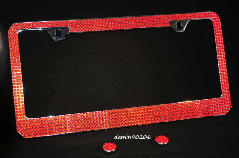 Sell Shiny Red Crystals Diamond Metal License Plate Frame Rhinestone