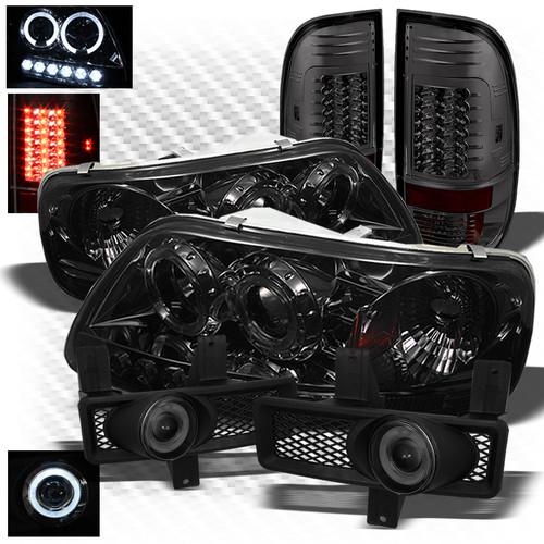 Purchase 9798 F150 Flareside Blk 1pc Headlights + LED Tail Lights