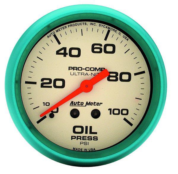 Auto meter 4521 ultra nite 2 5/8" mechanical oil pressure 0-100 psi