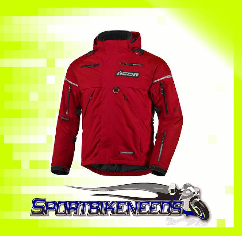 Icon patrol waterproof jacket red heavyduty x-large xl