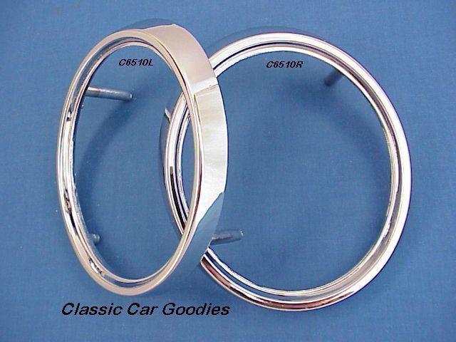 1965 chevy tail light bezels (2). chrome. brand new!