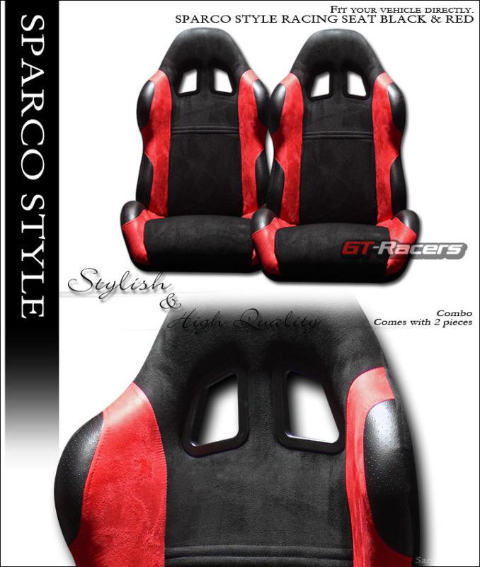 Purchase SP SPORT STYLE BLK/RED SUEDE LEATHER CAR RACING BUCKET SEATS W