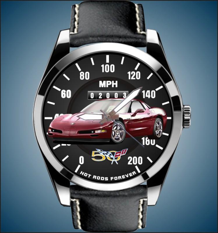 2003 vette 50th anniversary special edition burgundy speedometer leather watch