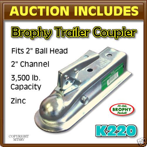 Trailer tongue coupler 2" ball x 2" channel 3500 rated