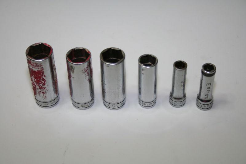 Snap on 3/8 drive standard deep well 6 point socket lot of 6 used engraved