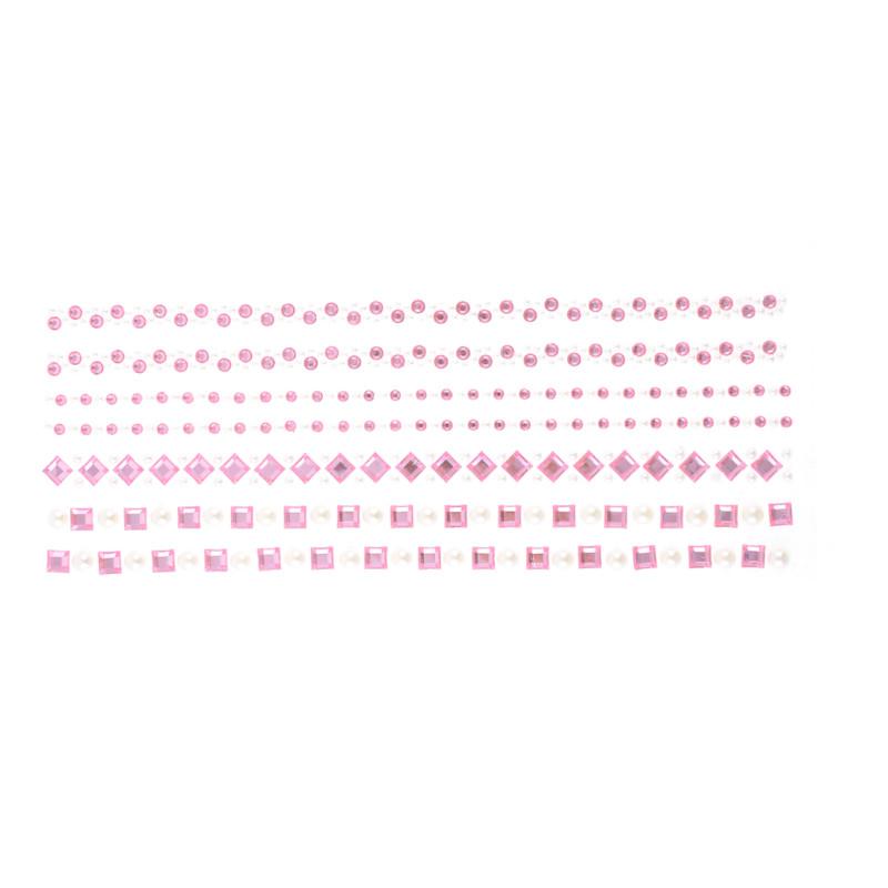 Pink white beads square shape detail car auto diy sticker ornament