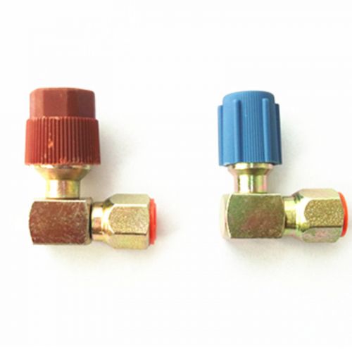 One pair r12 to r134a quick connector adapter high and low coupler 90 degree