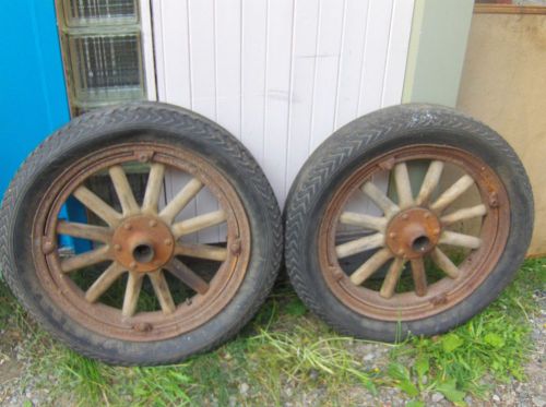 Chevrolet 1918 rim with tire vintage with wood spikes