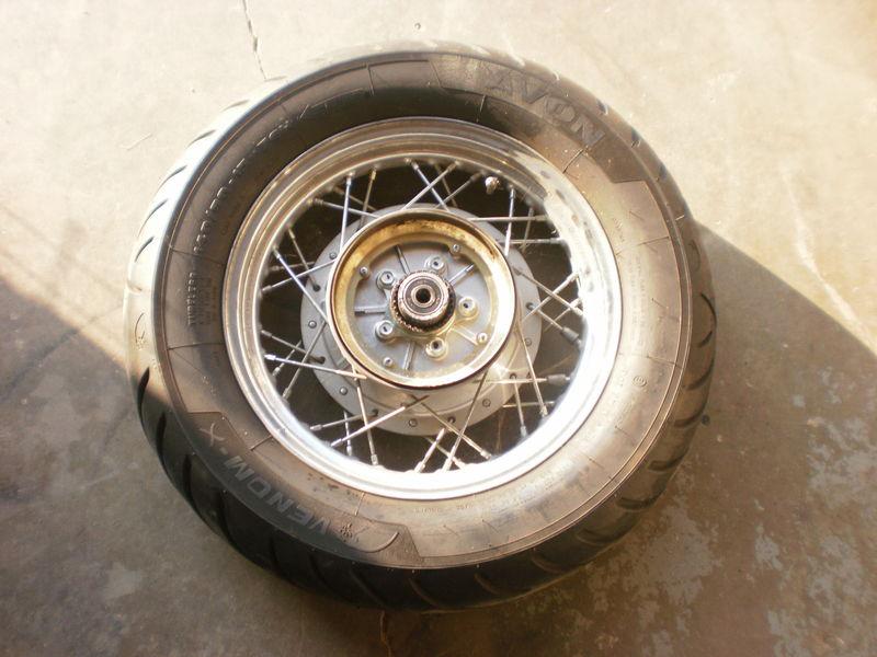 1993 yamaha virago 535 chrome spoke oem rear wheel 140/90/15 avon tire, video
