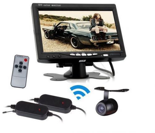 Car 7&#034;tft lcd monitor + wireless night vision waterproof backup  ccd camera