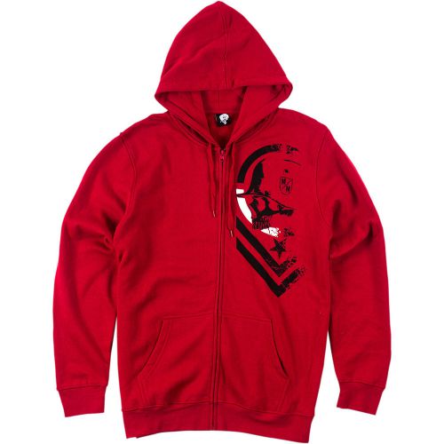 Metal mulisha detach mens zip fllece hoody red