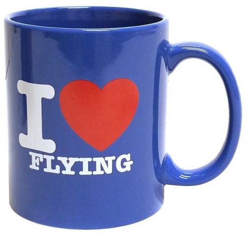 Coffee mug - i love flying (medium blue) [mug-ilf-mb]