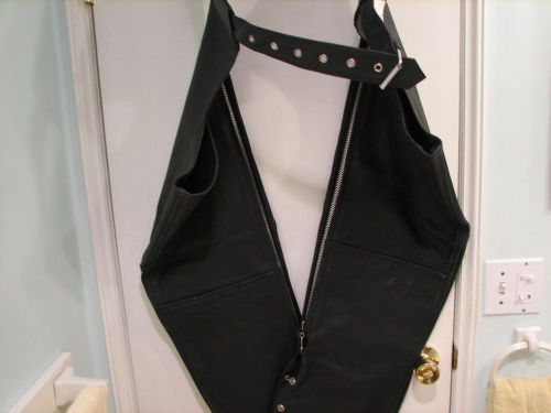 Black leather motorcycle chaps xl