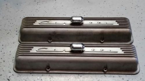 Vintage-corvette custom-aluminum valve covers-sb chevy-rat rod gasser 350 400