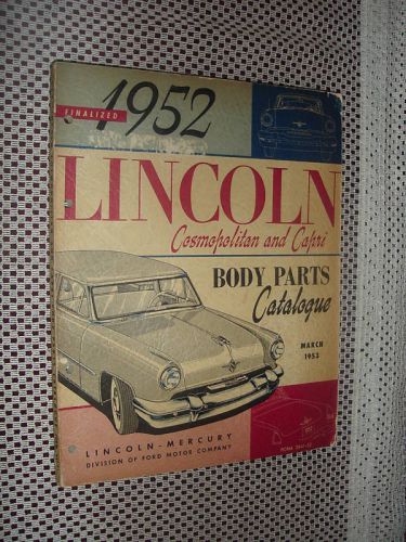 1952 lincoln parts catalog original rare book cos capri