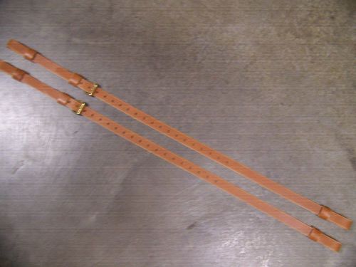 Leather luggage straps for luggage rack/carrier~(2) set~lt. honey~~solid brass.