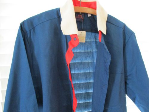 Gm tall large general motors vintage work shirt knit collar 1960 / 70s blue
