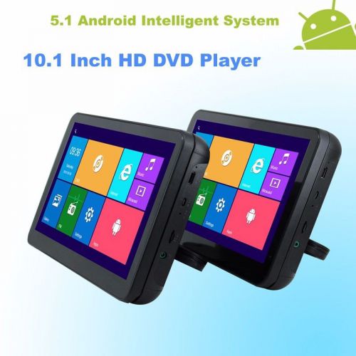 Android 5.1 headrest 10.1 inch hd monitor quad core car dvd player wifi - 1 pair
